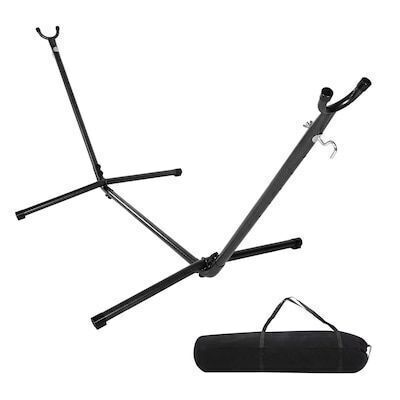 110 in. Metal Height Adjustable Portable Hammock Stand in Black