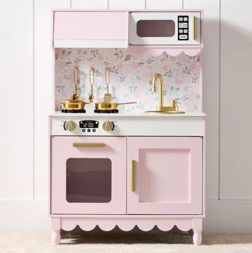 Pretend Play Cottage Kitchen Wooden Toy Set for Kids w/ 5 Accessories