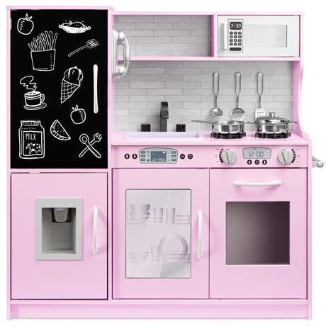 Wooden Play Kitchen for Kids with Accessories, Pretend Cooking Set, Ages 3+