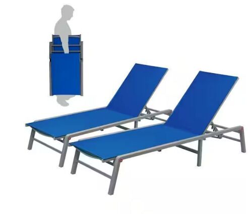 KOZYARD 2-Pack Outdoor Foldable Lounge Chairwith 5-Adjustable Backrest