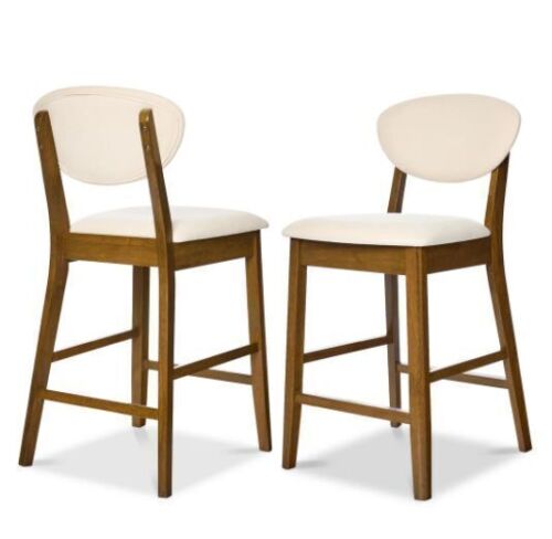 Set of 2 Modern Counter-Height Bar Stool Set W/ Upholstered Seat Cushion