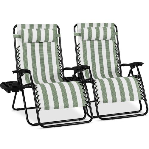 Set of 2 Extra Wide Adjustable Zero Gravity Patio Chair Recliners