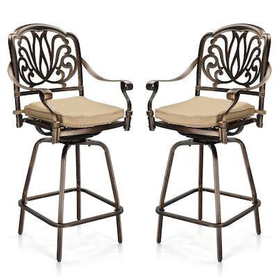 VINGLI Outdoor Swivel Bar Stools Cast Aluminum Set of 2