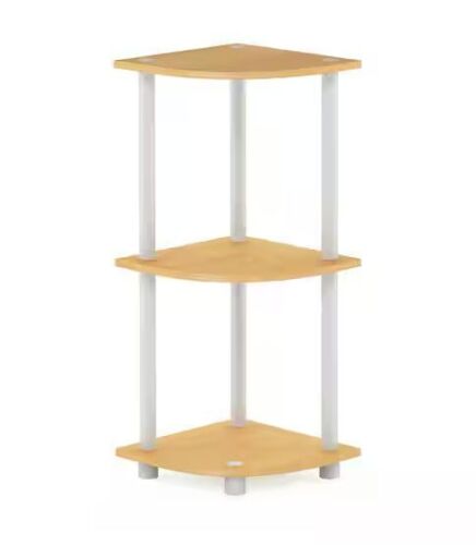 Furinno Turn-N-Tube 29.6 in. Beech/White Reversible 3-Shelf Corner Open Shelf