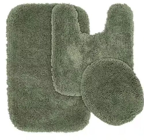 Garland Rug Serendipity Deep Fern 21 in. x 34 in. Washable Bathroom 3-Piece Rug Set