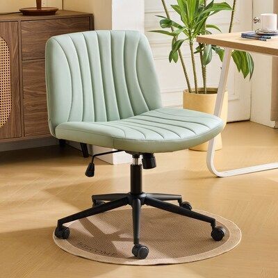 Mint Green Cat Claw Leather Adjustable Height Swivel Office Chair
