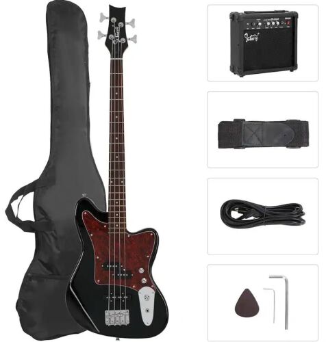 4 String Electric Bass Guitar Beginner Kit w/20w Amp