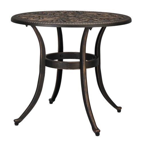 23.6" Round Outdoor Side Table with Umbrella Hole Bronze