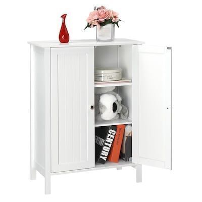 VINGLI 23.6-in W Wooden Floor Cabinet with 2 Doors and Shelves
