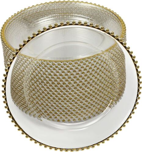 25Pcs Clear Gold Charger Plates