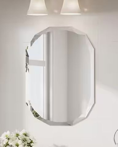 20 in. W x 28 in. H Oval Beveled Frameless Wall Mount Mirror
