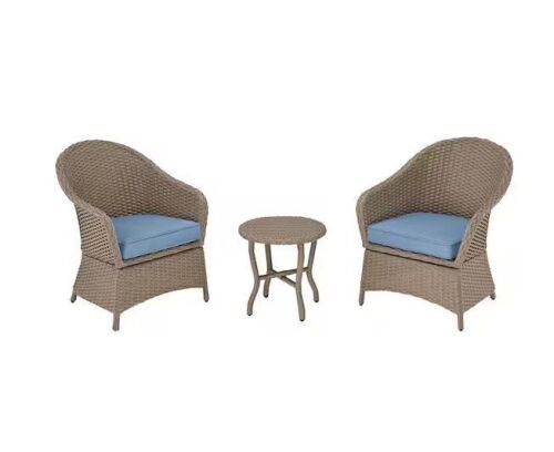 StyleWell Mayberry 3-Piece Metal Outdoor Bistro Set with Lake Cushions