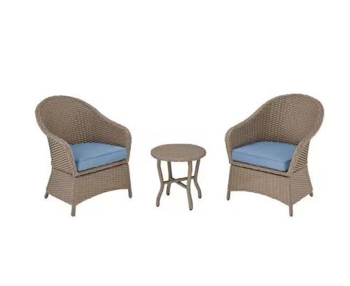 StyleWell Mayberry 3-Piece Metal Outdoor Bistro Set with Lake Cushions