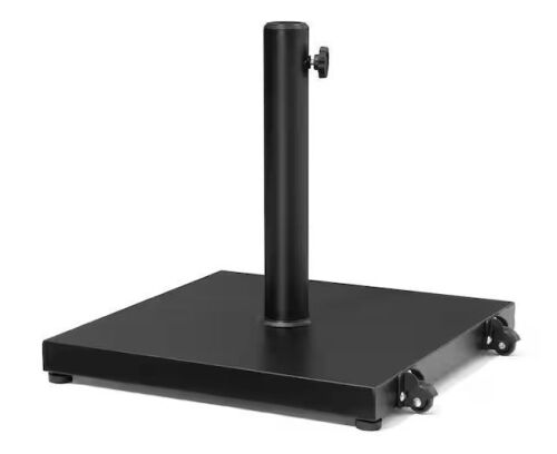 45 lbs. Outdoor Weighted Cement Concrete Patio Umbrella Base with Wheels in Black
