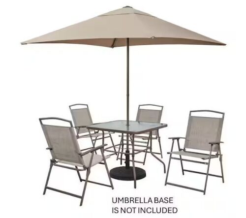 StyleWell Amberview 6-Piece Sling Folding Outdoor Dining Set with Umbrella