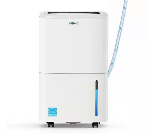 150 pt. 7,000 sq.ft. Dehumidifier in. White with Pump, Drain Hose and Bucket for Basement, Garage, Auto Defrost, Timer