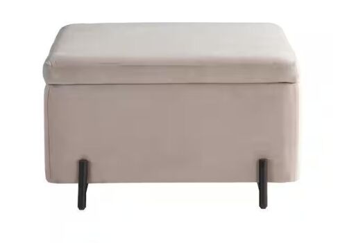Knoxville Taupe Velvet Large Storage Ottoman with Reversible Lid
