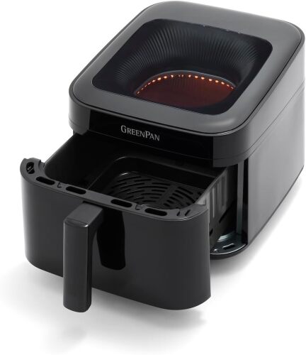 7QT 12-in-1 Air Fryer, XL Easy View Window, 400 °F in 4 Seconds, Digital Touch Screen Presets, Ceramic Nonstick PFAS-Free Basket, Shake Reminder, Adjustable Temp & Time Control