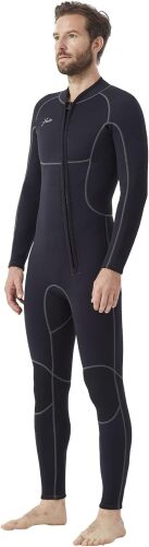 Hevto Men Wetsuit 3/2mm Neoprene Front Zipper for Surfing Diving