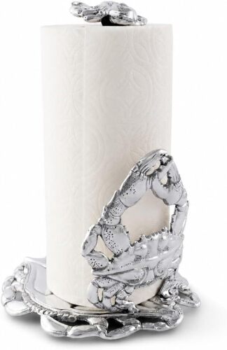 Arthur Court Crab Paper Towel Holder - Coastal Ocean Theme Metal Kitchen Accessory - 13 Inches Tall