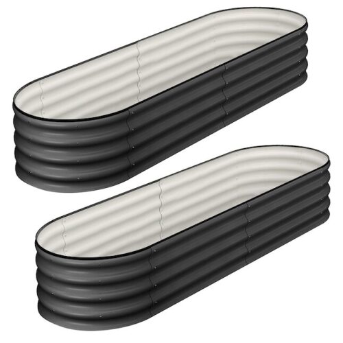 Set of 2 Galvanized Raised Garden Beds (4.5x2x1ft) Open Base Planter Boxes for Vegetables Flowers and Fruits