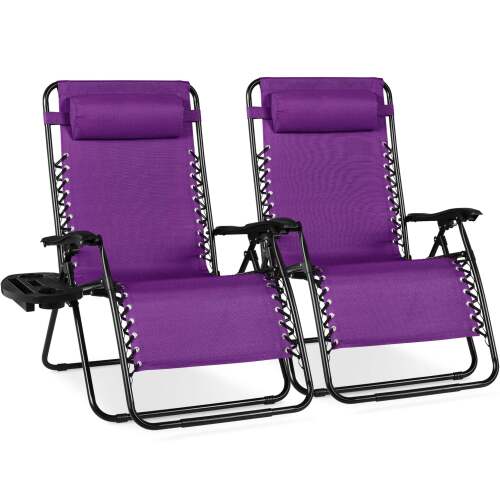 Set of 2 Extra Wide Adjustable Zero Gravity Patio Chair Recliners