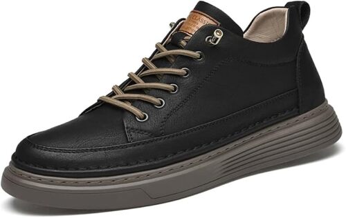 Men's Casual Shoes Invisible Height Increasing Leather Elevator Lace Up Sneakers Fashion Breathable Comfortable Lightweight