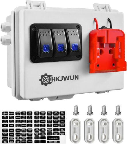 Power Distribution Box Fits for Milwaukee M18 18V Battery 3-Way Circuits & Dual USB Charger, Battery Adapter Box with Low Voltage Protection for RV Truck Trailer Van Yacht Warehouse