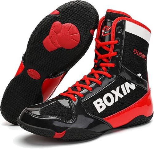 Mens Boxing Shoes High Top Wrestling Training Boots Non Slip