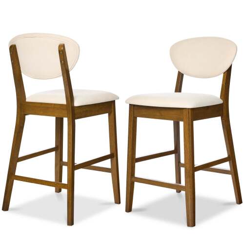 Set of 2 Modern Counter-Height Bar Stool Set W/ Upholstered Seat Cushion
