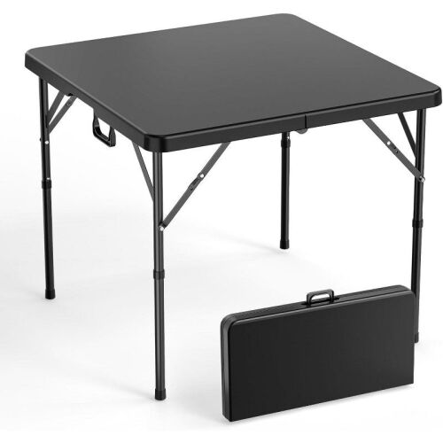 VINGLI 34"Folding Card Table , Portable Plastic camping & Dining table for Kitchen or Outdoor, Black