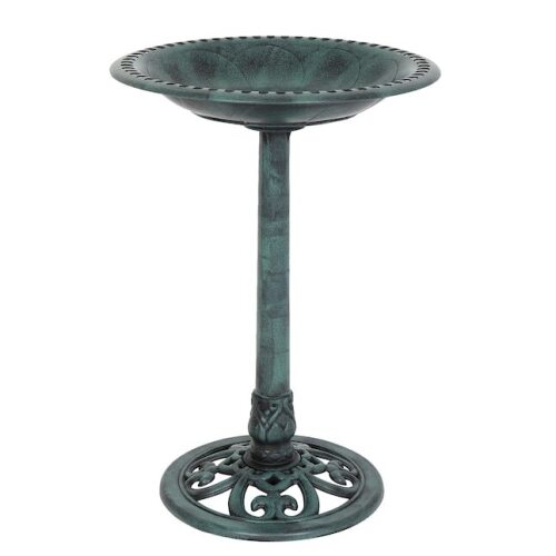 VINGLI 28-in H Wild Bird Bath/Weather Resistant Resin Pedestal Birdbaths for Outdoor Green