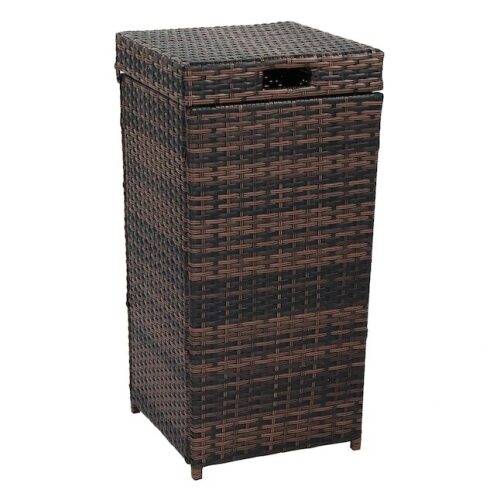 VINGLI 27 Gallon Outdoor Trash Can with Convenient Lid and Gradient for Patio/Garden/Yard Browan