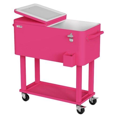 Winado 80 qt. Pink Patio Cooler Cart