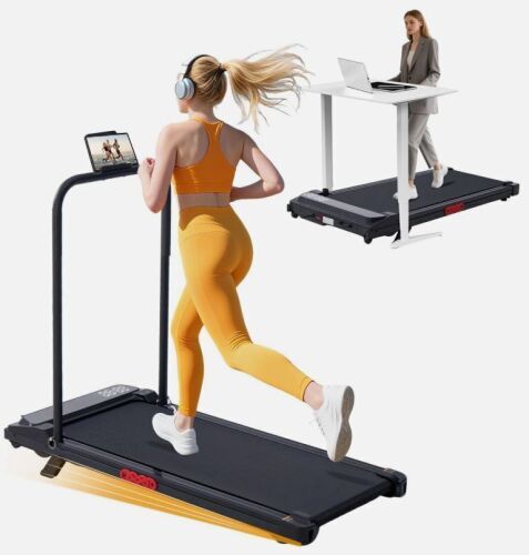 KASSADIN Walking Pad with Handle Bar, Small Treadmill with Handles for Home Small, 3.0HP Under Desk Walking Pad Treadmill with Incline, 0.6-7.6MPH, 350LBS