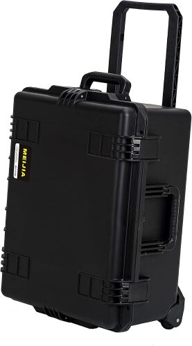 MEIJIA Premium Waterproof Rolling Hard Camera Case,Hard Protective Case with customizable fit foam and wheels,Full Protection with Light & Convenient Design, Elegant Black (24.6"X19.7"X11.7")