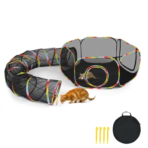Ktaxon Outdoor Rainbow Cat Enclosures ,Portable Cat Tent, Playpen Tunnel, for Kitty and Small Animals, Within Storage Bag