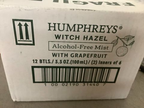 12 bottles of Humphreys Witch Hazel 3.3oz GRAPEFRUIT