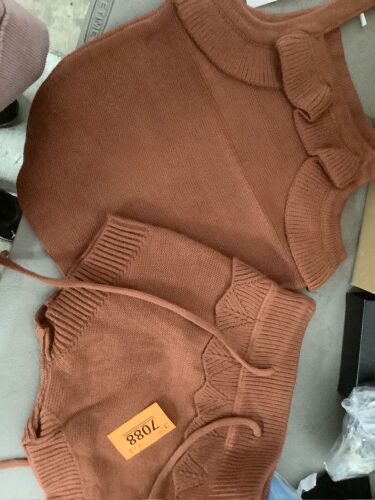 Knitted Baby Tank and Short Set -dark brown