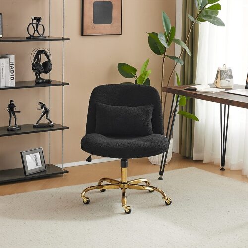 VINGLI Black Contemporary Ergonomic Adjustable Height Swivel Foam Desk Chair