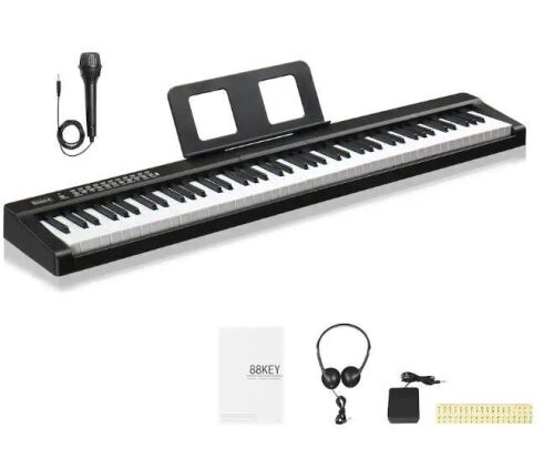 Ktaxon 88 Key Keyboard Piano with Bluetooth MIDI, 3 Teaching & Dual Keyboard Mode, 1000 Rhythms & Tones, Digital Piano