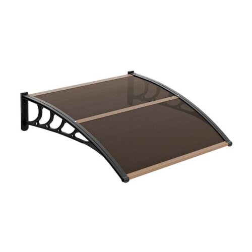 VINGLI 40-in W x 40-in D x 10-in H Polycarbonate Brown Patio Door Awning/Window Awning Door Canopy Exterior