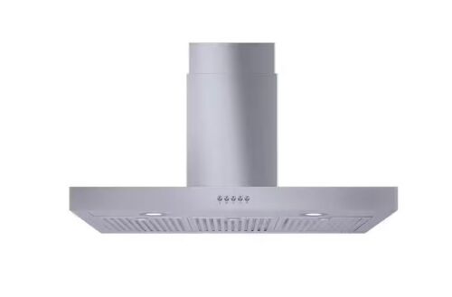 Vissani Lora 36 in. 350CFM Convertible T-Shape Wall Mount Range Hood in Stainless Steel with Charcoal Filters and LED Lighting