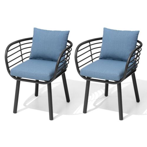 Pellebant Aluminum Outdoor Patio Dining Chairs With Sunbrella Seat And Back Cushions, Set of 2