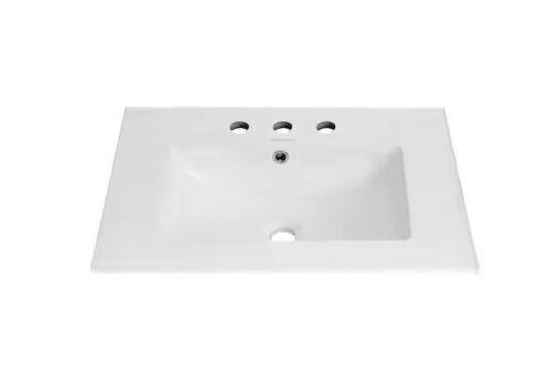Swiss Madison 24 in. 3-Hole-White Ceramic Vanity Top with 8 in. Widespread Faucet Holes