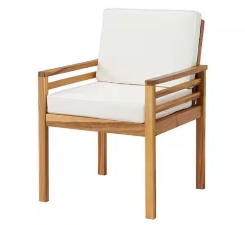 Pure Garden Okemo Acacia Outdoor Dining Chair with Cushion