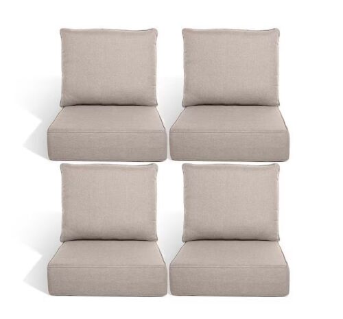 Duraolex 22 in. W x 24 in. D x 6 in. Thick 8-Piece Deep Seating Outdoor Lounge Chair Olefin Cushion, Beige