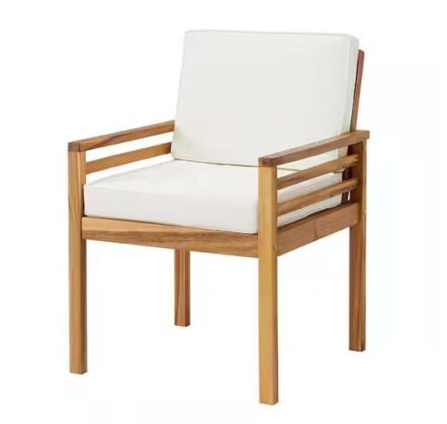 Pure Garden Okemo Acacia Outdoor Dining Chair with Cushion