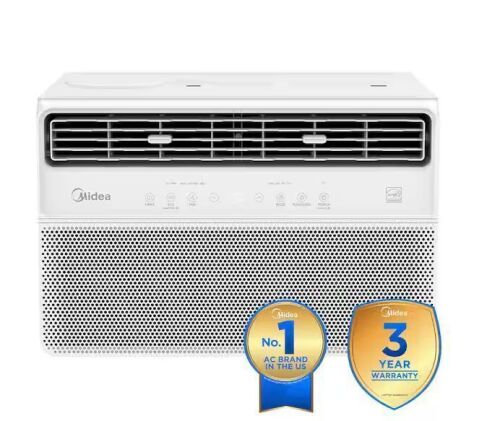 Midea 12,000 BTU Smart Inverter Plus Window Air Conditioners for Rooms up to 550 Sq. Ft. with Dual Filter, Remote in White