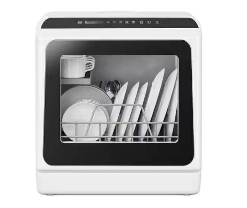 17 in. Portable Countertop Dishwasher in White with 6-Cycles, 4-Place Settings Capacity, and 40 dBA